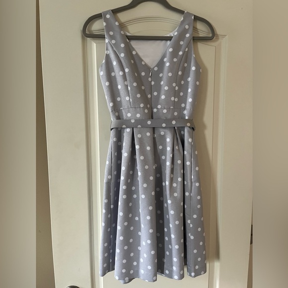 NWT White House Black Market Elegant Gray Polka Dot Dress size 00 - Picture 11 of 15